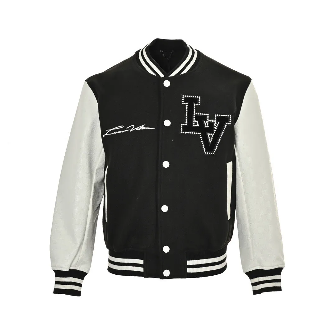 Louis Vuitton/Louis Vuitton 24Fw pearl embroidered letter baseball jacket